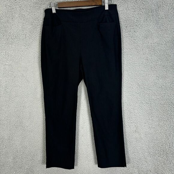 Chicos Pants Womens 6 Black Pull On Ankle Stretch Comfort Career Capsule Minimal - Picture 1 of 7